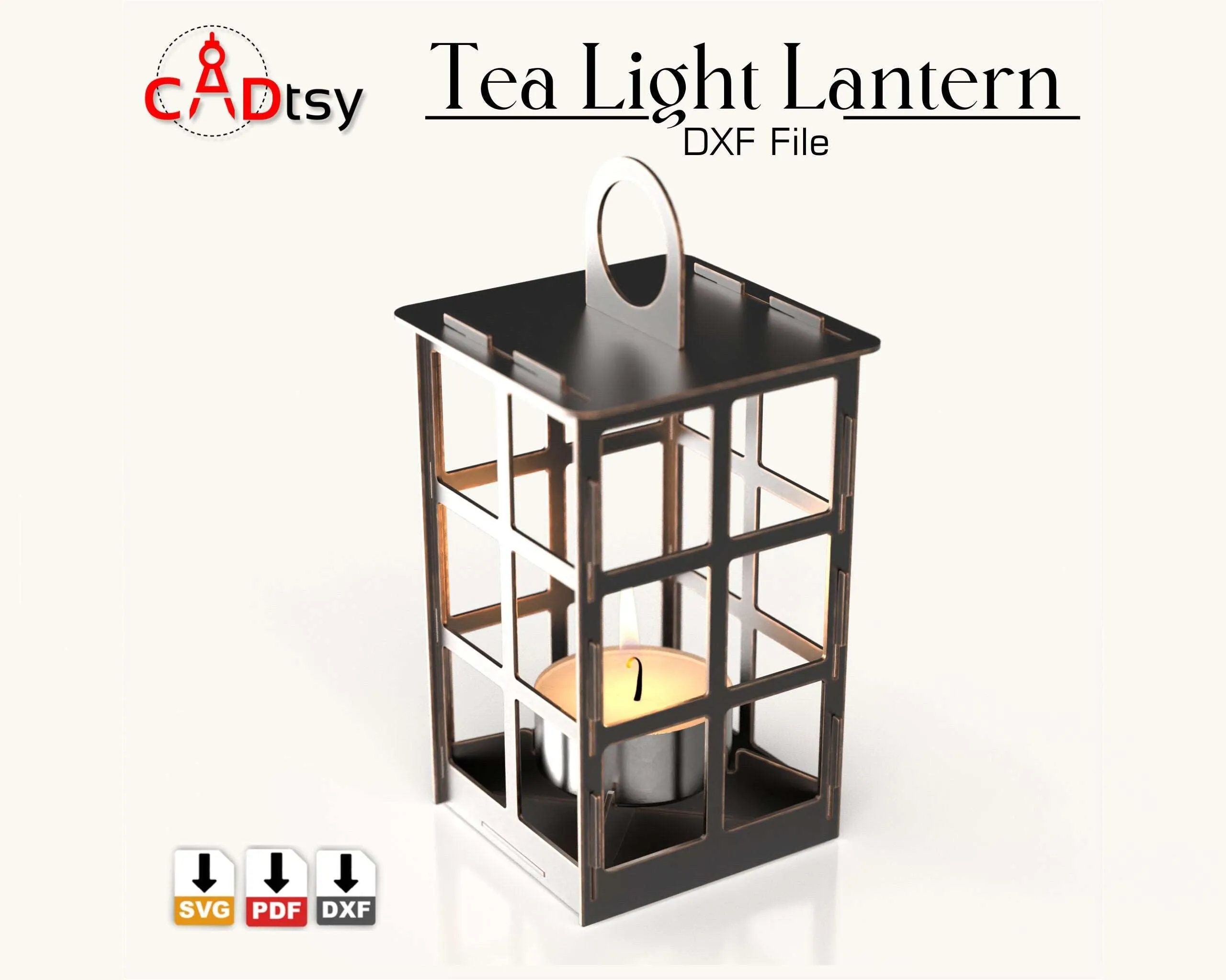 Tea Light Candle Lantern SVG / DXF - CNC Laser Cut Lamp Vector, Glowforge / Xtool Compatible