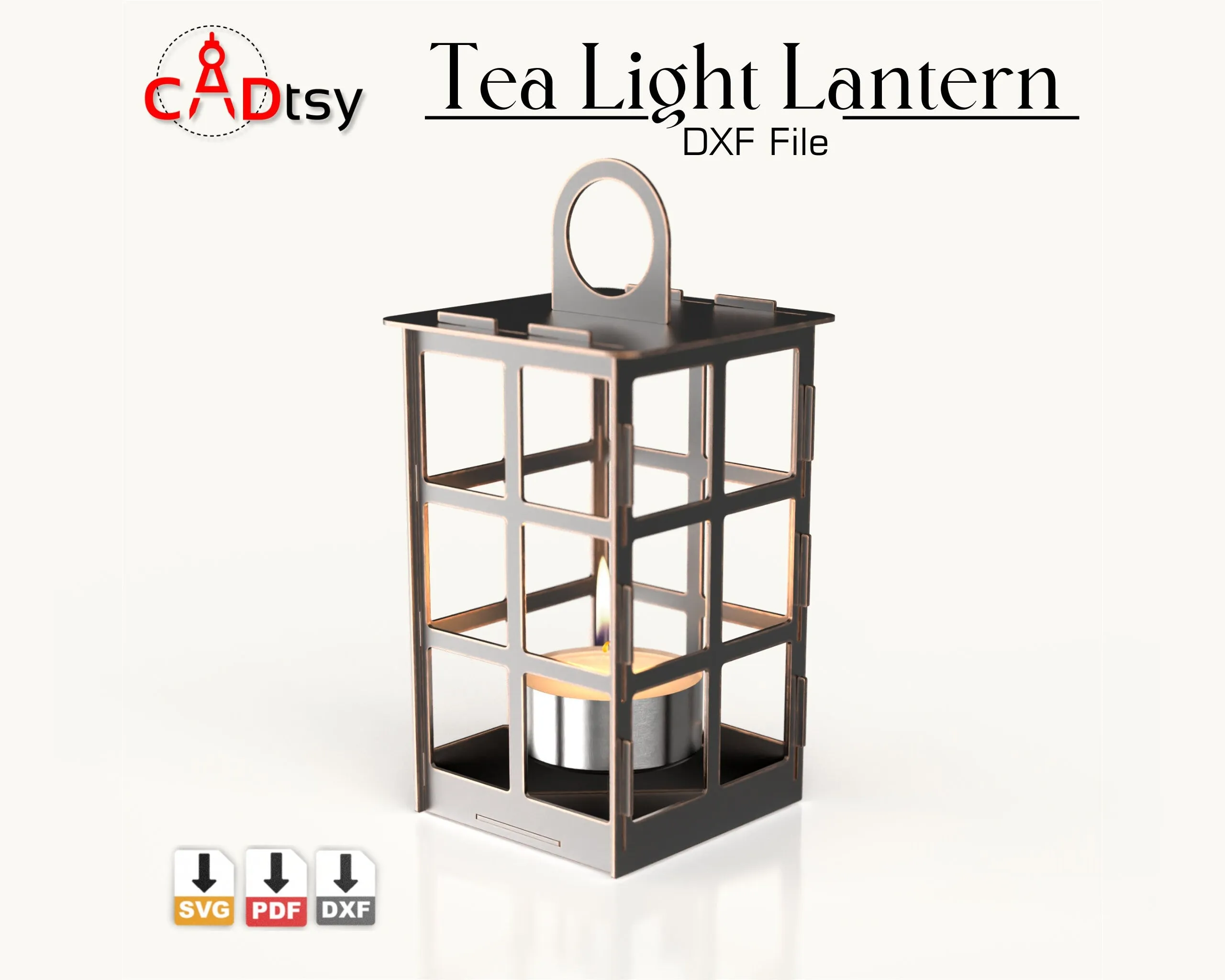 Tea Light Candle Lantern SVG / DXF - CNC Laser Cut Lamp Vector, Glowforge / Xtool Compatible