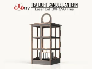 Tea Light Candle Lantern SVG / DXF - CNC Laser Cut Lamp Vector, Glowforge / Xtool Compatible