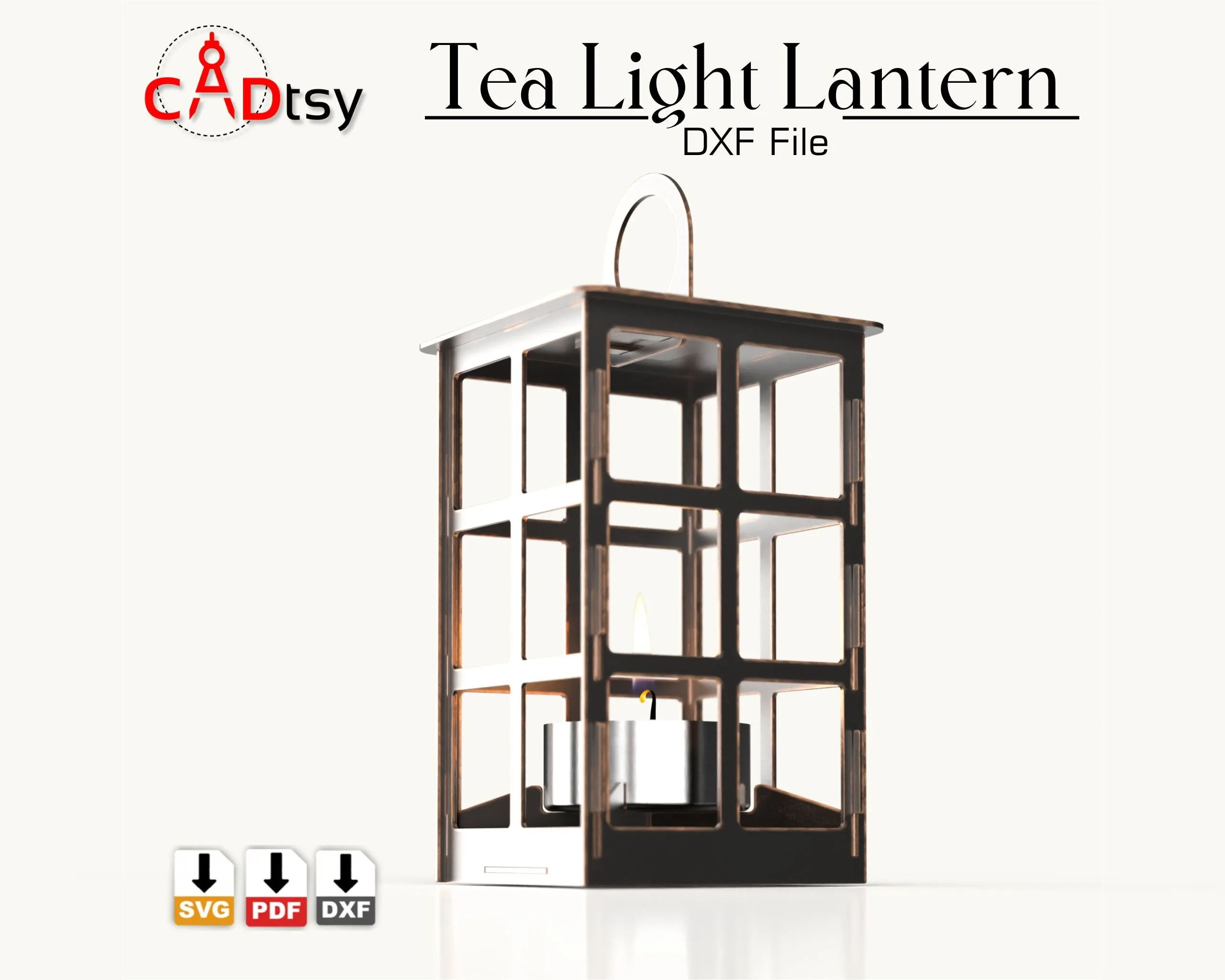 Tea Light Candle Lantern SVG / DXF - CNC Laser Cut Lamp Vector, Glowforge / Xtool Compatible