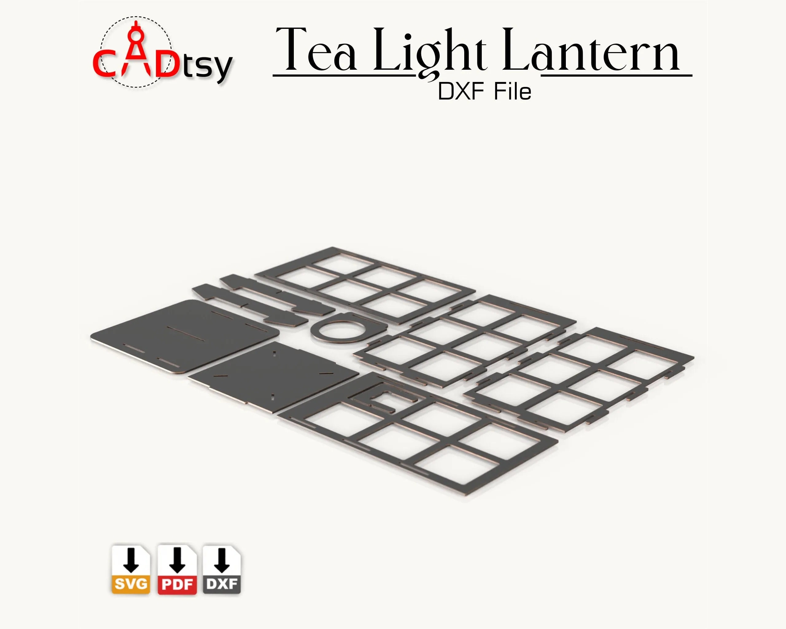 Tea Light Candle Lantern SVG / DXF - CNC Laser Cut Lamp Vector, Glowforge / Xtool Compatible