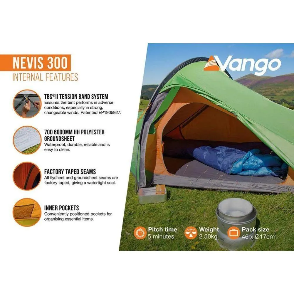 Vango Nevis 300 Tent - 3 Person Tent (Pamir Green)