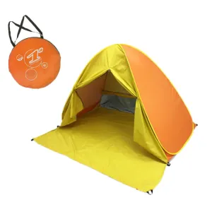 With Curtain Automatic Instant Pop Up Tent Potable Beach Tent, Size:  200x165x130cm(Orange with Yellow)