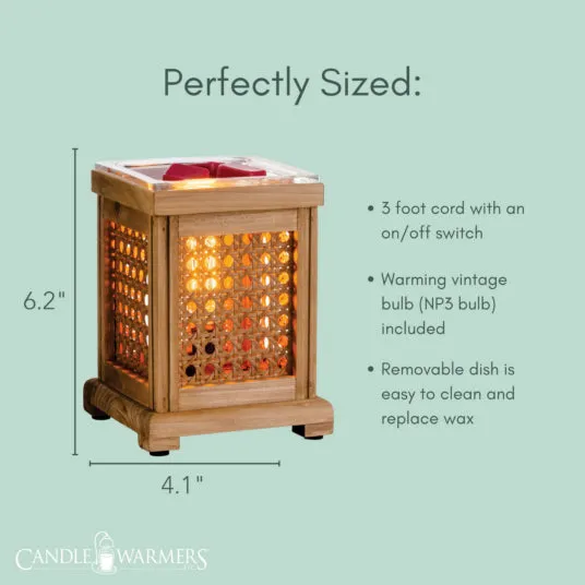 Wood & Cane Vintage Style Bulb Illumination Fragrance Warmer